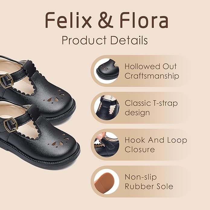 Felix & Flora Toddler Little Girl Mary Jane Dress Shoes - Ballet Flats for Girl Party School Shoes