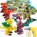 Take Aprts Dinosaur Toys for Kids Age 3 4 5 6 7 Boys with Electric Dril & Play Mat STEM Toys DIY Learning Educational Toy Ideal Birthday Christmas Easter for Boys
