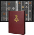 160 Pockets Coin Album - 10 Sheets Mixed Sizes Coin Holder 45x43/33x33 mm Collecting Grid for Pounds Pence Cents (Red) CS48160RE