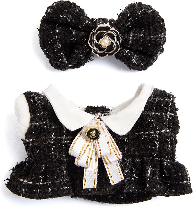 Premium Doll Clothes for Labubu - Luxury Chic Style Set for 17cm Dolls, Doll Outfit for Display, Collectors, Gift - Cute Miniature Fashion Accessories - Black Camellia (Clothes Only)