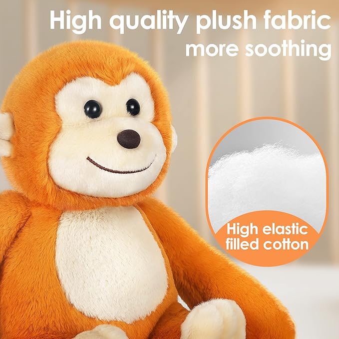 iPlay, iLearn Baby Monkey Stuffed Animal, 12" Infant Soft Hide Seek Soft Plush Toy, Newborn Babies First Birthday Gift, Cute Easter Basket for 0 3 6 9 12 Month, 1 2 3 Year Old Toddlers Girl Boy Kid