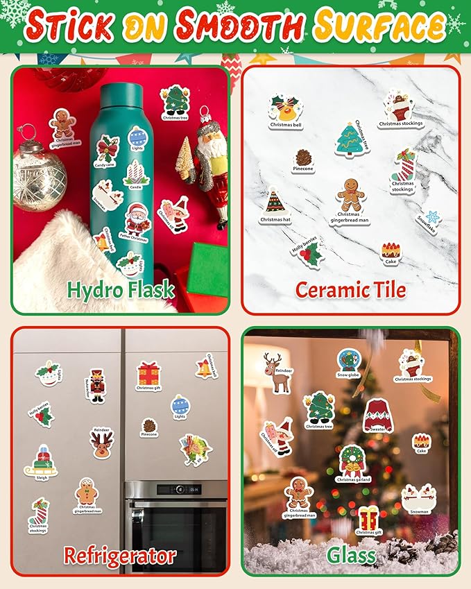 Benresive Reusable Sticker Books for Kids 2-4, Sticker Books for Toddlers 1-3 2-4, Toddler Travel Toys Activities Crafts Gifts - Christmas