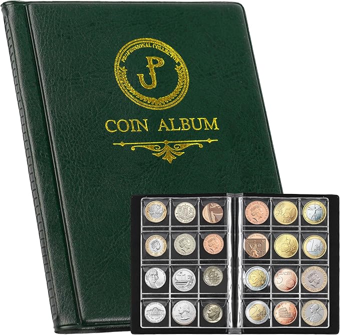 Uncle Paul Coin Album Coin Holder Coin Collection Book for Half Dollar/Small Dollar/50 Pence/Two pounds 60 Pockets CS3712GR
