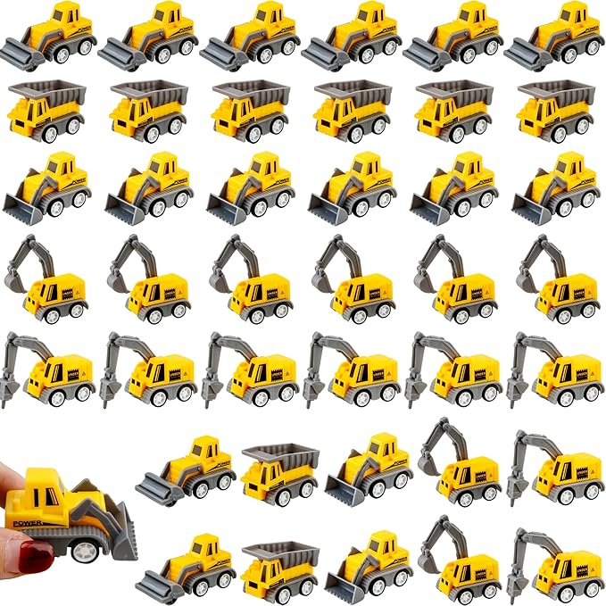 40 Pieces Mini Construction Vehicles Bulk Pull Back Trucks Engineering Toys for Kids Construction Party Favors