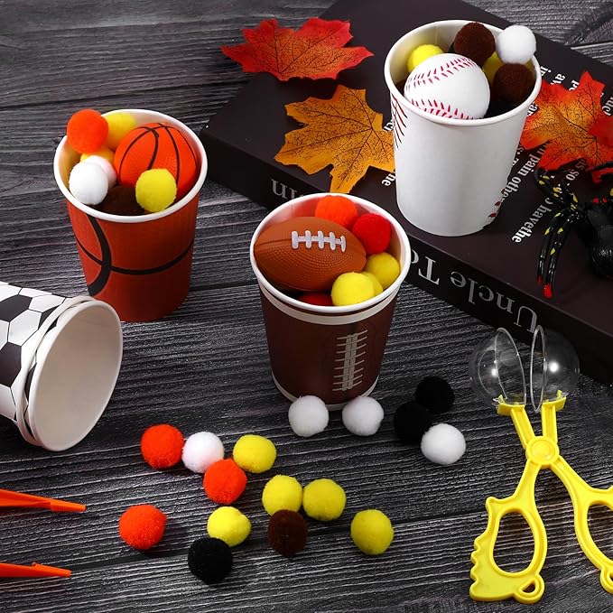 228Pcs Sensory Bin Filler Sensory Bin Accessories Fine Motor Football Basketball Soccer Baseball Sport Themed for Counting Sorting Numbering DIY Crafts Fine Motor Games