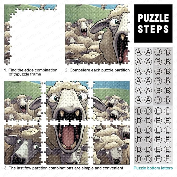 Sheep for Adults Fun 1000 Pieces 3D Animal Thickened Wooden Jigsaw Puzzle Stress Relief Education Game Home Decoration Toy Intellectual Game Relaxation and Intelligence 1000pcs (75x50cm)