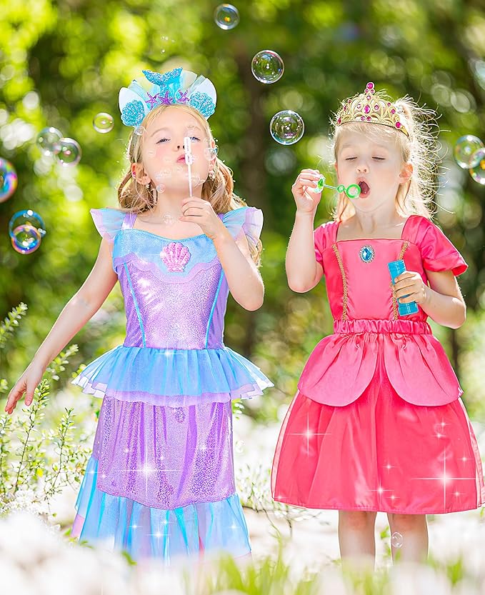 Jeowoqao Princess Dress Up Princess Dress for Girls, Dress up Clothes Little Girl Princess Pretent Play Costume Christmas Birthday Gift for Toddler Girls Age 3 4 5 6 Years
