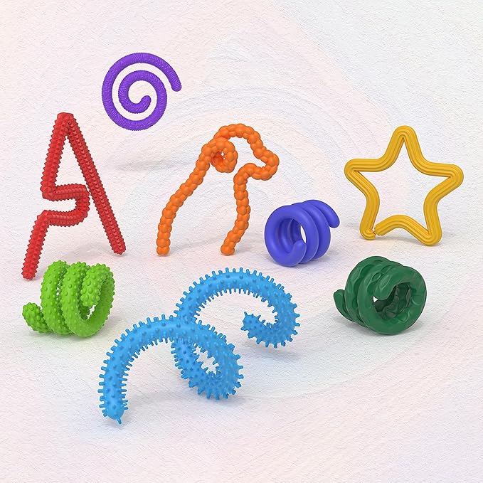 Sensory Sticks Fidget Toy for Kids Adult,8Pcs Bendable Textured Flexible Fidget Stick for Anxiety Autistic ADHD,Calm Down Travel Essentials Toys, Quiet Fidgets for Classroom Must Have