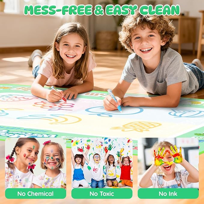 Water Doodle Mat 40 X 32 Inches Mess Free Coloring Magic Drawing Mat Toddlers Educational Toys,Birthday Christmas Gifts for 3 4 5 6 7 8 Years Old Boys Girls