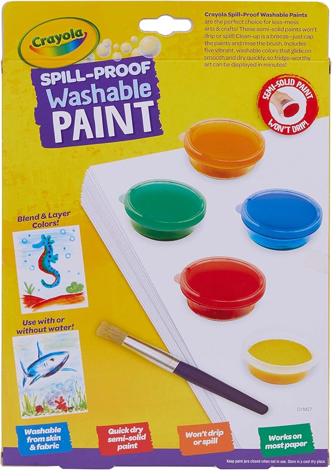 Crayola Spill Proof Paint Set, Washable Paint for Kids, Ages 3, 4, 5, 6