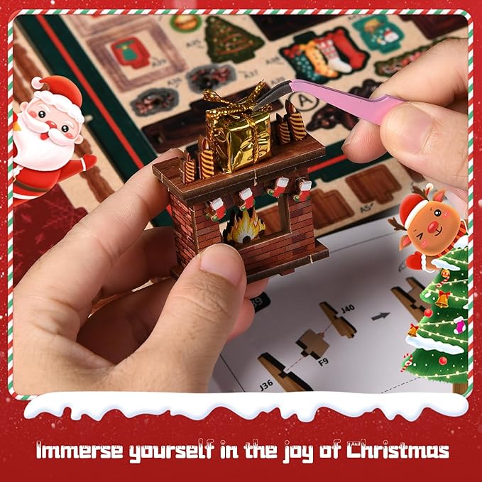 DIY Miniature House Kit, Mini House Building Kit, DIY Book Nook Kit, Tiny Model House for Adults to Build, Beginner 3D Wooden Book Nook, for Family Friends (Christmas Shop)