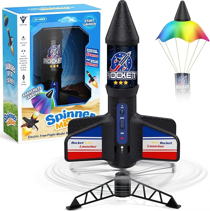 Rocket Launcher Toy for Kids,Self Launching Motorized Air Rocket with Parachute Launch Up to 200 Ft Model Toys Gifts for Boys Kids Ages 6 7 8 9 10 11 12 Classic