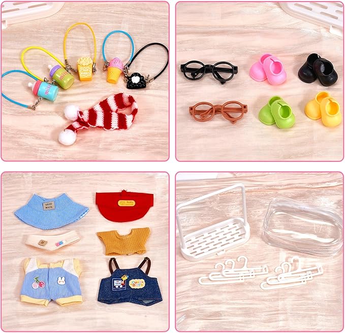 Doll Clothes Set for Labubu , 26-Piece Set , Cute Clothes for Labubu Outfits with Hat & Accessories for Premium Fashion Dress(No Doll).