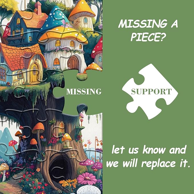Mushroom Puzzles for Adults 1000 Pieces, Magic Mushroom Treehouse Puzzle Fantasy, Colorful Art Jigsaw Puzzle, Challenging Hard Puzzles for Adults
