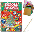 Fun & Mess-Free Foil Art Kit for Kids – 80 Foil Sheets & 32 Art Cards, No Glue Needed, Creative Craft Gift for Christmas Halloween Holiday Birthday（Christmas Version）