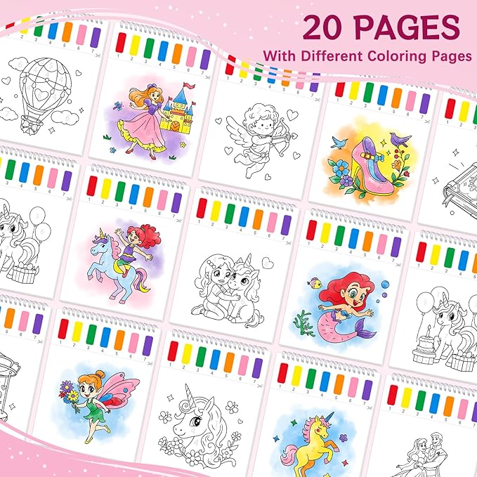 Paint with Water Coloring Books for Toddlers,Unicorn Theme Mess Free Watercolor Painting Papers for Kids Water Color Paint Kit Art Craft Gift for Ages 1-3, 4-8