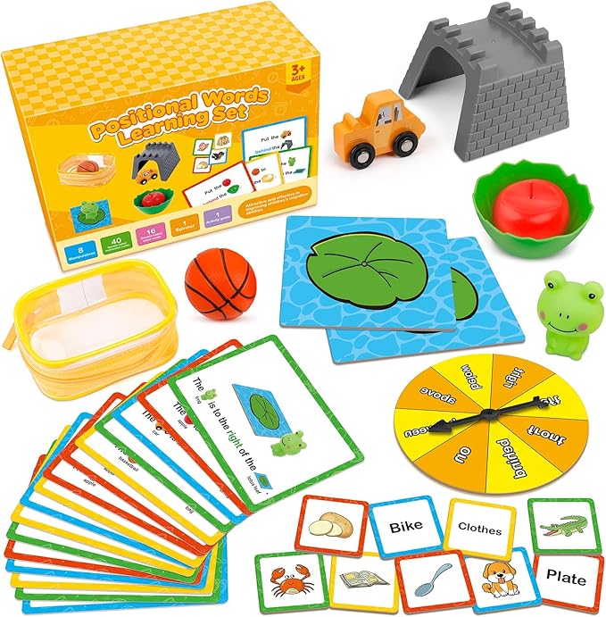 Positional Word Learning Set|Manipulatives Match Games|Educational Games for Kids Ages 4|STEM Learning Activities| Flash Cards for Toddlers 3-5|Fine Motor Skills|Speech Therapy Toys