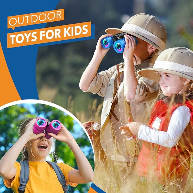 Toys for 3-7 Year Old Boys: LET'S GO! Binoculars for Kids with Bird Watching Manual Christmas Birthday Gifts for 4 5 6 7 8 Year Old Boy Girls Outdoor Toy for Kid Ages 5-7 Toddler Camping Telescope