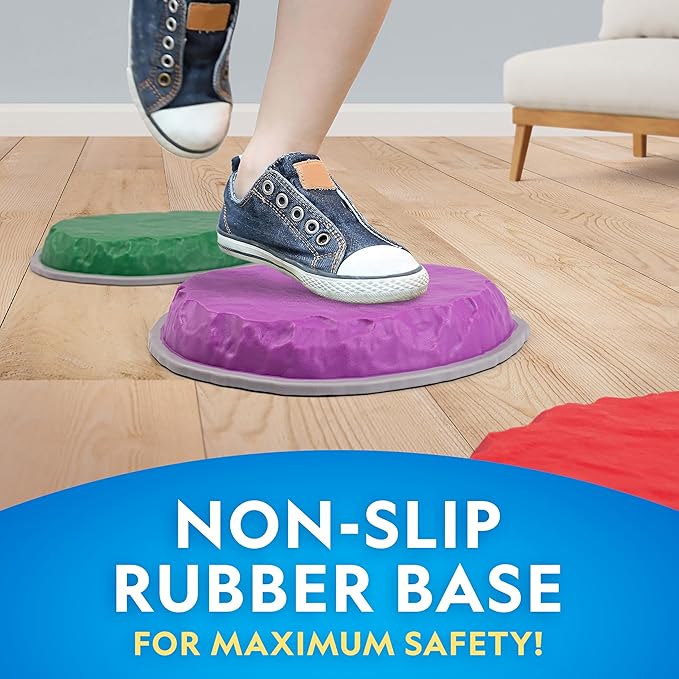Blue Marble National Geographic Stepping Stones for Kids – 7 Durable, Non-Slip Stones Encourage Toddler Balance & Motor Skills, Indoor & Outdoor Toys, Balance Stones, Obstacle Course