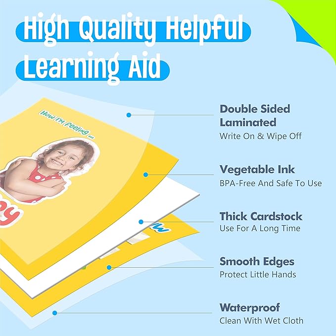 Emotions Flip Chart, 25 Different Moods with Coping Skills-Learn to Identify Various Moods, Real Person Feelings Flipbook for Kids with Autism, ADHD -Educational Tools for Therapy, Classroom, Home Use