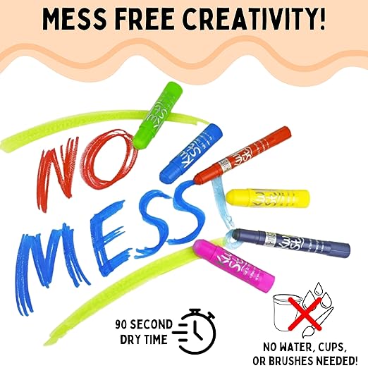The Pencil Grip Kwik Stix NEON Solid Tempera Paint, Super Quick Drying, 6 Pack (TPG-610)