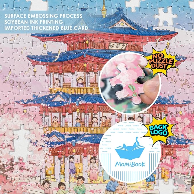 MOMIBOOK 1000 Piece Puzzle for Adults Jigsaw Puzzles of Cherry Blossom Dream, Painting Image Difficult Challenging Hard Impossible Puzzle Unique Funny Party Christmas Birthday Gifts