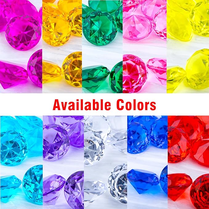 Niceup 26PCS Yellow Fake Diamonds Big Gem Toys, 1.5in Pool Diving Gems Acrylic Plastic Gemstones for Kids, Party Décor Jewels Treasure Hunt Hiding Sensory Bin Filler Toys Craft Supplies