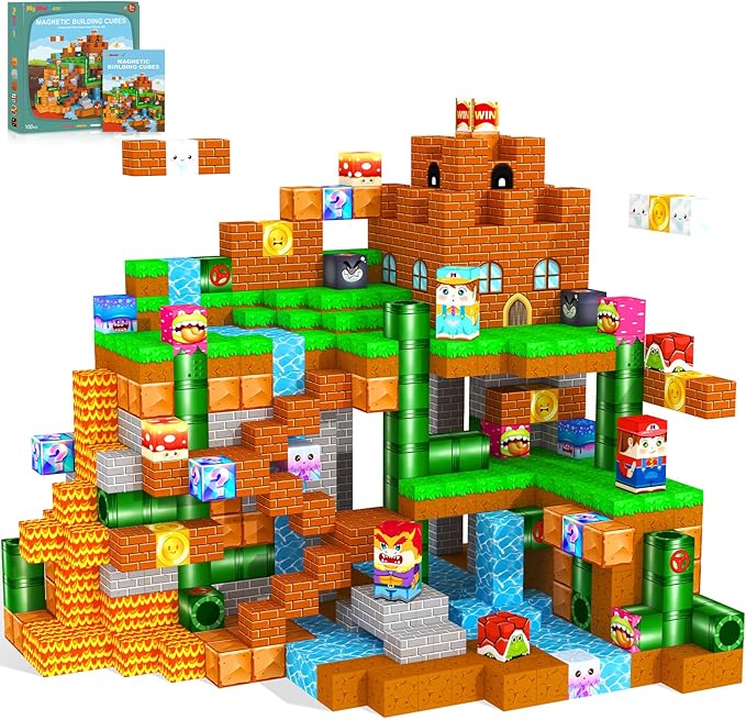 Magnetic Blocks Kids Toys & Games, Magnetic Building Cubes Montessori Construction Sensory Toys for 3-5 5-7 6-8 8-13 Year Old Boys Girls, Toddler for Ages 3+ Birthday Decorations Party Favors Gifts