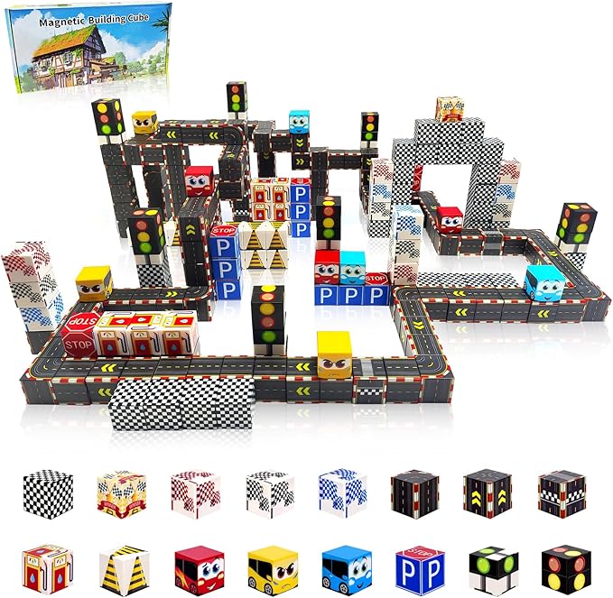 100PCS Magnetic Building Blocks for Kids: 1" Magnetic Blocks for Kids Ages 4-8 8-12, Magnet Cubes Sensory STEM Stacking Toys for Boys & Girls,Christmas Birthday Gifts for Toddler Ages 3+