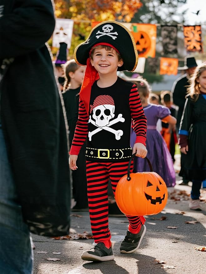 A&J DESIGN Pure Cotton Printed Pjs for 2-14 Years Kids, 2-Piece Long-Sleeved Pajamas Set