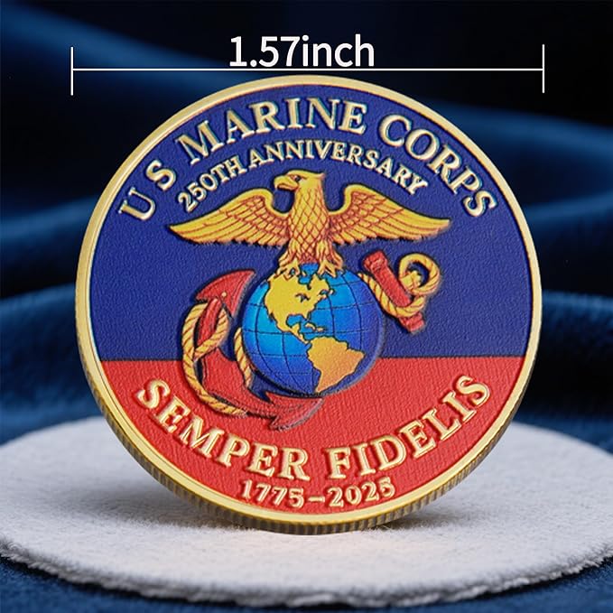 250th Anniversary U.S. Armed Forces Commemorative Coin - Patriotic Military Collectible with Engraved Service Branch Insignia，Patriotic Marine Corps Collectible (Marine Corps)