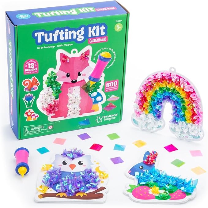 Educational Insights Tufting Kit - Arts and Crafts for Kids, Create Mess Free Projects, DIY Sensory Activity Set for Toddlers, Poke in Fabric Supplies, Creative Gift, Girls and Boys Ages 5+