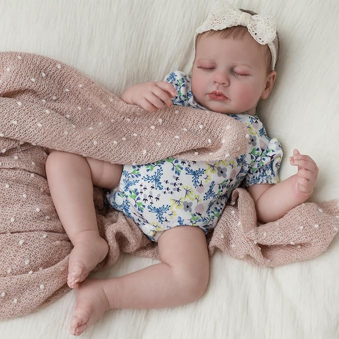 SCOM Lifelike Reborn Baby Dolls - 20 inch Cute Realistic Baby Girl, Soft Full Vinyl Body Newborn, Washable & Poseable, with Accessories for Boy Girl Ages 3+ Yrs Gift, Birthday,Christmas,Halloween