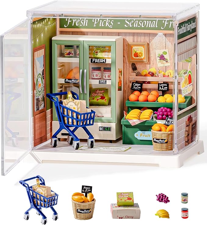 Rolife Super Creator Mini | DIY Miniature Plastic House Building Set Playset with Dustcover, Suitable for Mini Figures Construction Toys Diorama Gifts for Adults (Nature Energy Fruits)