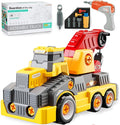 11inches Large Take Apart Construction Toys Crane Trucks for Boys Girls Kids 3-10 Year Old Electric Drill Toys