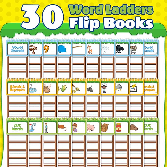 Sight Words Flash Cards Kindergarten, 30 Word Ladders Flip Books, Phonics Games Flash Cards, Reading and Spelling Games, Preschool Learning Activities, Kindergarten Classroom Must Haves