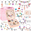 UFU Charm Bracelet Making Kit - 95Pcs DIY Jewelry Making Kit, Mermaid Gifts for Girls Crafts for Girls Ages 5 6 7 8-12, with Portable Bracelet Organizer Box