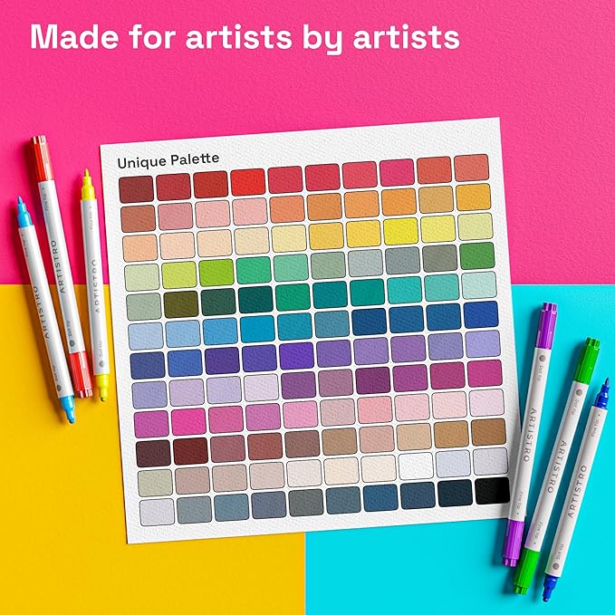 ARTISTRO 120 Acrylic Paint Markers for Rock, Fabric, Wood, Glass, Craft, Decoration - Dual-Tip Paint Pens - Stocking Stuffers, Christmas Gift Idea for Teens, Grandkids, Kids - Art Supplies