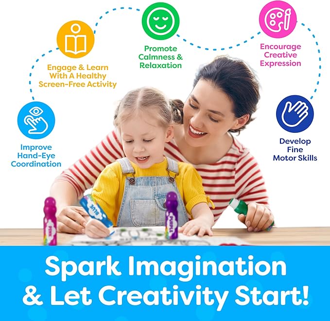 Momo & Nashi Dot Markers for Toddlers 1-3 - Dot Art Paints Washable for Kids with Printed & PDF Coloring Sheets - Toddler Arts and Crafts for Kids Ages 2-4, 2 Year Olds - Bingo Daubers for Toddlers