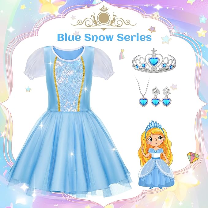 Princess Dress Up for Girls - Dress up Clothes for Toddler Girl,Role Play Costume Princess Toys Christmas Birthday Gifts for Age 3-8 Year Old