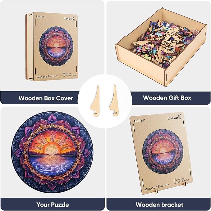 Wooden Jigsaw Puzzles Sunset 500 Pieces, Jigsaw Puzzles for Adults, Unique Shape Animal Adult Puzzles, Irregular Wood Puzzles Best Gift for Adults Family Game(16.7 x 16.7 in)
