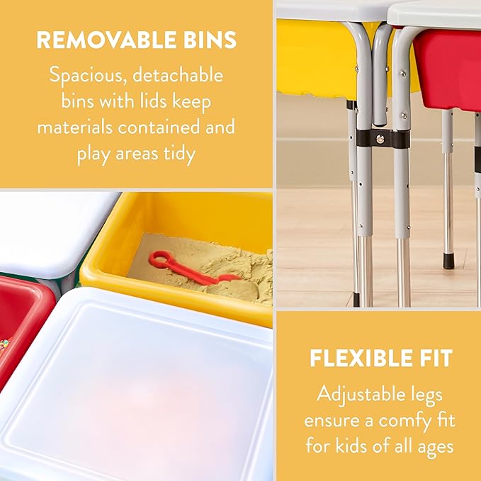 Quad Sensory Tables with Lids, Adjustable Table, Primary