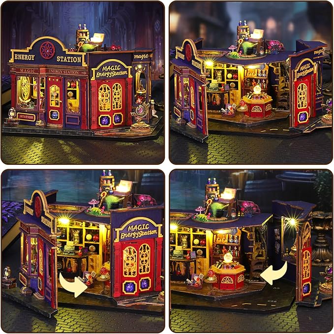 Mostop DIY Miniature House Kit - Magic Tiny House Kit with Open-able Door - Mini House Building Kit for Adults Teen - Wooden Dollhouse Miniature Kit - Creative Craft Book Nook Birthday Gift
