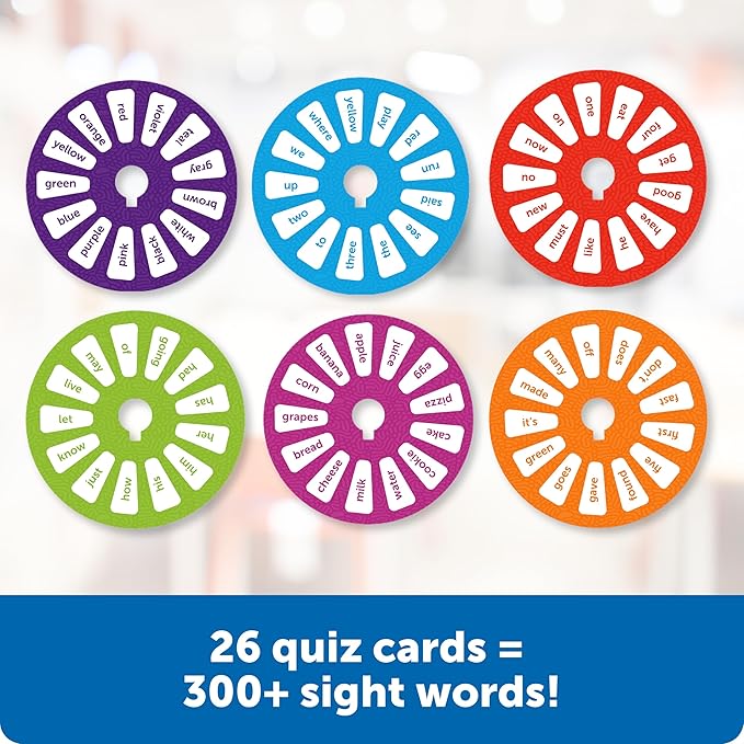 Learning Resources Skill Builders! Sight Words Quiz Wheel, Reading Games, Sight Words Flash Cards Kindergarten, Learning Activities, Ages 5+, 16 Pieces