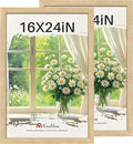 16x24 Poster Frame 2 Pack, Natural Oak Wood Picture Frame with Polished Plexiglass, Wall Hanging