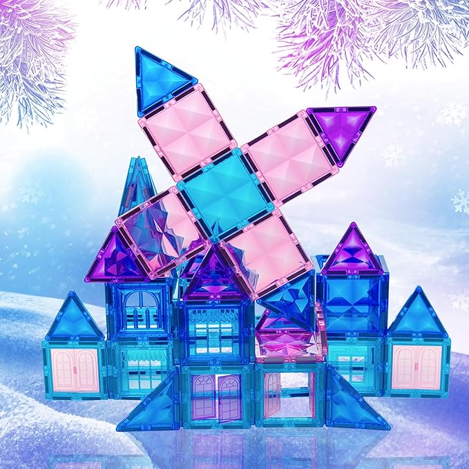 Magnetic Tiles, 83PCS Magnetic Building Blocks Princess Pretend Toys for Kids, Educational Learning Toys Building Tiles for Boys Girls Toddlers Children 3 4 5 6 7 8 Year Old for Birthday Gift