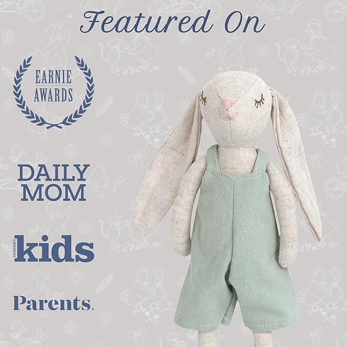 MON AMI Billy The Bunny Stuffed Doll - 9", Soft & Cuddly Plush Animal Doll, Use as Toy or Room Décor, Great Gift for Kids of All Ages
