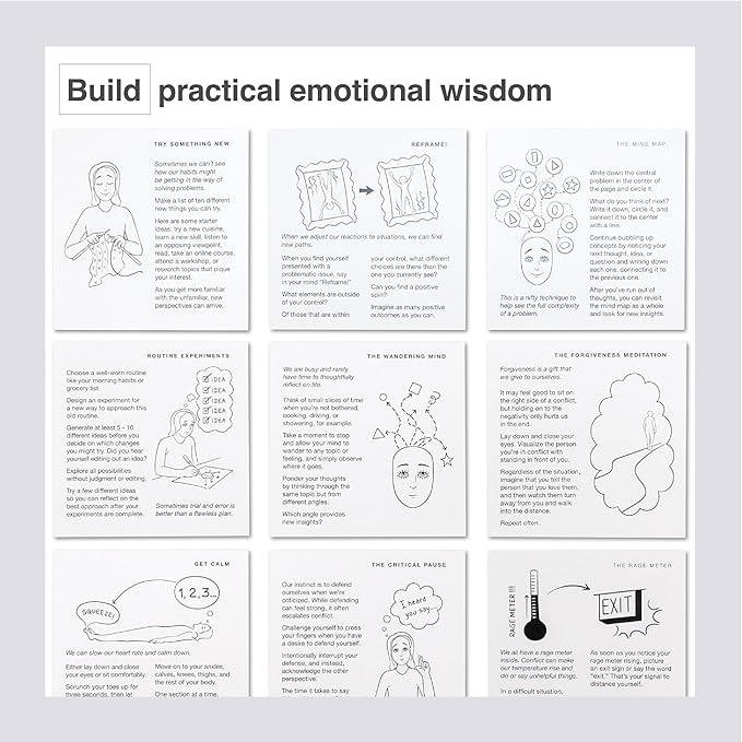 Mindfulness Cards | 48 Research-Backed Techniques for Real-Life Situations | Emotional Intelligence, Growth Mindset, Conflict Resolution, & Daily Mindfulness