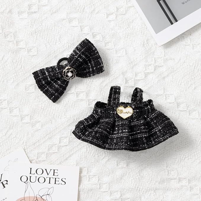 Clothes Set for 17cm Dolls, Skirt Set for 17cm Accessories Suit, Cute Clothes for Dress up Unique Style (Black B)