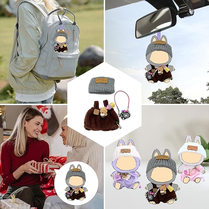 2025 New Clothes for Doll, 3-Piece Brown Set for 17cm Dolls, Includes Hat, Romper, Accessories, Perfect Fit, Easy to Dress, Complete Accessories for Endless Styling